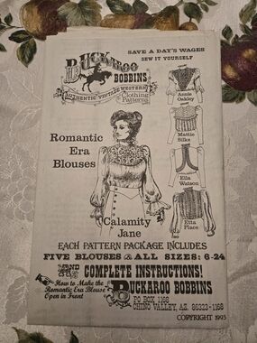 Theater-Stage Vintage Western Romantic Era Costume Patterns Historical Reproduct